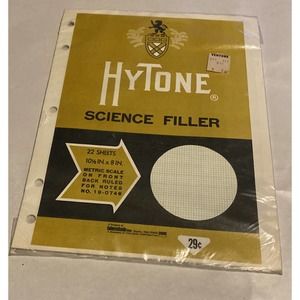 VINTAGE HYTONE SCIENCE FILLER. 22 sheets, 10.5” x 8”. Metric scale on front.